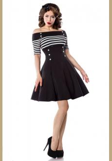Women's Classy Stripes A line Short Sleeve Cocktail Retro Vintage Dress