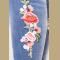 Mid Rise Distressed Rose Embroidery Jeans