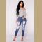 Women's Skinny High Waist Hippie Stretchy Destroyed Jeans Distressed Denim Pants