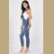 Womens Overalls Casual Denim Ripped Hole Pants Adjustable Bib Jeans Jumpsuit Rompers