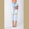 Women Rose Embroidered Distressed Wash Stretchy Skinny Jeans