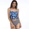 Women's Adjustable Strap Floral Print Criss Cross Bikini Set 