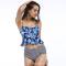 Women's Adjustable Strap Floral Print Criss Cross Bikini Set 