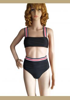Women's Vintage Bikini Swimsuit Adjustable Strap Padded High Waist Striped Swimwear Set
