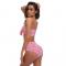 Two Pieces Grid Bow Tie Bikini Sets Pink 