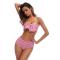 Two Pieces Grid Bow Tie Bikini Sets Pink 