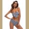 Pleated Plaid Printed Front Bowknot Tube Top Bikini Sets Swimwear Swimsuit For Women