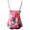 Women's Flower Print Tankini Top Underwire Skirt Swimsuit Bathing Suit Swimsuit