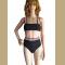 Women's Vintage Bikini Swimsuit Adjustable Strap Padded High Waist Striped Swimwear Set