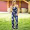 BOHO style Women Jumpsuits Sexy V-neck Fashion floral printing Rompers Ladies Full Length halter One Piece Pants Wide le