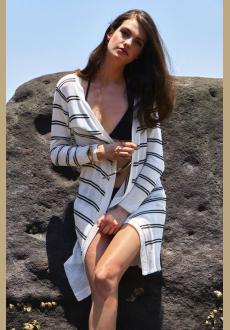 Long Sleeve Striped Style New Arrivals 2018 Mature Ladies Fashion Sexy Beach Wrap