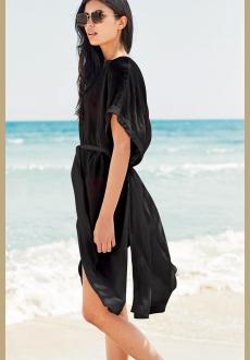 Women's Bathing Suits Cover Up Rayon Fabric V-Neck Loose Beach Cover Up Long Shirt