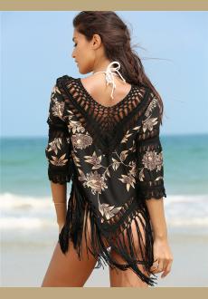 crochet beach cover up tassel for bikini swimsuit suit beach swimsuit cover ups sexy hollow beach blouse