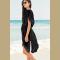 Women's Bathing Suits Cover Up Rayon Fabric V-Neck Loose Beach Cover Up Long Shirt