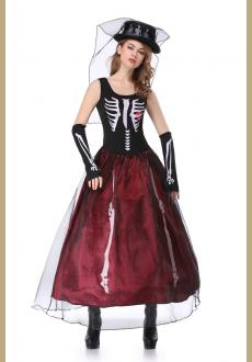 Ghost Bride Series Cosplay Costumes Scary Skull Vampire Queen Long Dress Zombie Witch Fancy Dress for Halloween-in Holid