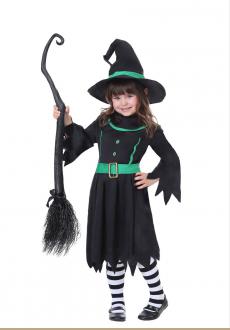 3PCS Naughty Black Witch Dress Halloween Masquerade Cosplay Girls Costume