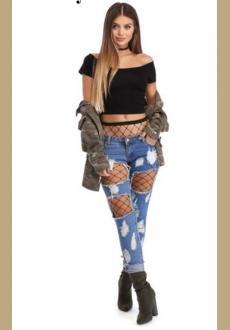 Loose Jeans 2018 New Fashion Ripped Jeans for Women Wathet Blue Distressed Jeans To Send Socks