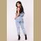 Women Ripped Denim Jumpsuit Overalls Pockets Button Casual Dungarees Long Jeans Playsuit Rompers