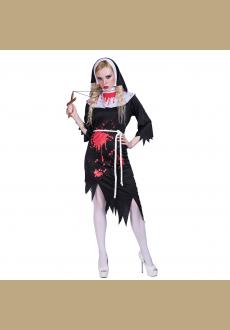 Halloween spirit festival fancy dress sexy zombie bloody nun costume for adult women