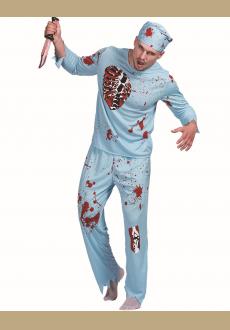 Men Walking Dead Doctor Zombie Bloody Surgeon Costume Carnival Party Adult Male Fancy Outfits Scary Bone Halloween Costu