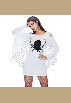 Spider Costume Women White Spiderweb Jersey Tunic Dress Plus size