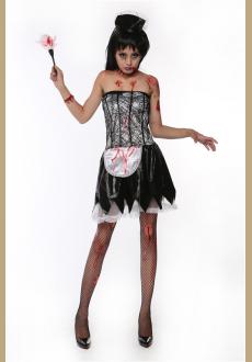 Halloween Zombie French Maid Costume