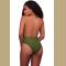 ARMY GREEN CAGED FRONT HALTER ONE PIECE SWIMSUIT