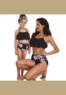 Swimsuits for Girls Women High Waist Bikini Family Matching Swimwear Mommy and Daughter Bathing Suit