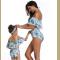 4Clovers Summer Cute Mommy Girls Bikini Set Halter Ruffles Family Matching Swimwear Two Piece Swimsuit