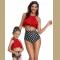 Split Parent-Child Swimwear Print High Waist Bikini Matching Clothes Women Swimwear Floral Print Solid Color Wading Clot