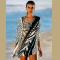 Indie Folk Mixed Multicolored Pareo Beach Tunic Swimwear Cover Up Beach Dress Women Pool Party Mini Dress Sarong