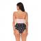 Women's Fashion Plus Size Lace Up Printed One Piece Swimwear Swimsuit