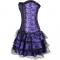 purple Women Layered Lace Up Bone Corsets Floral Corset Dress Women Bustier With Mini Skirt