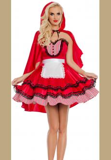 Sexy Women's Little Red Riding Hood Mini Dress Cosplay Costume