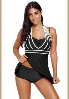 Womens Halter Plus Size Swimwear Tankini Slimming with Boyshorts Two Piece Bathing Suit Swimsuit Swimdress