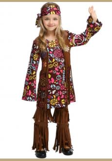 Kids Girls Hippie Costume Long Sleeve Fancy Dress