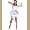 Horrible Bloody French Maid Mini Dress Blood Print Adult Zombie Halloween Cosplay Costume