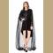 Gothic Black Vampire High low Dress and Mesh Long Cloak Adult Ghost Halloween Costume