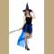 Sexy Gothic Black Witch Mini High-low Dress Adult Halloween Cosplay Costume with Hat