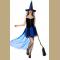 Sexy Gothic Black Witch Mini High-low Dress Adult Halloween Cosplay Costume with Hat