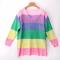 Sweaters for Womens Rainbow Stripe Patchwork Plus Size Long Sleeve Breathable Knit Shirts Top