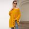 Yellow Knit One Shoulder Long Sleeve Casual Sweater