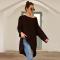 Black Knit One Shoulder Long Sleeve Casual Sweater