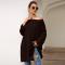 Black Knit One Shoulder Long Sleeve Casual Sweater