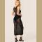 Black Crochet Knit Sheer Beach Cover Up Midi Tunic Dress