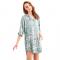 Summer Ice Silk Mid Length Floral Cardigan Nightgown Womens Pajamas